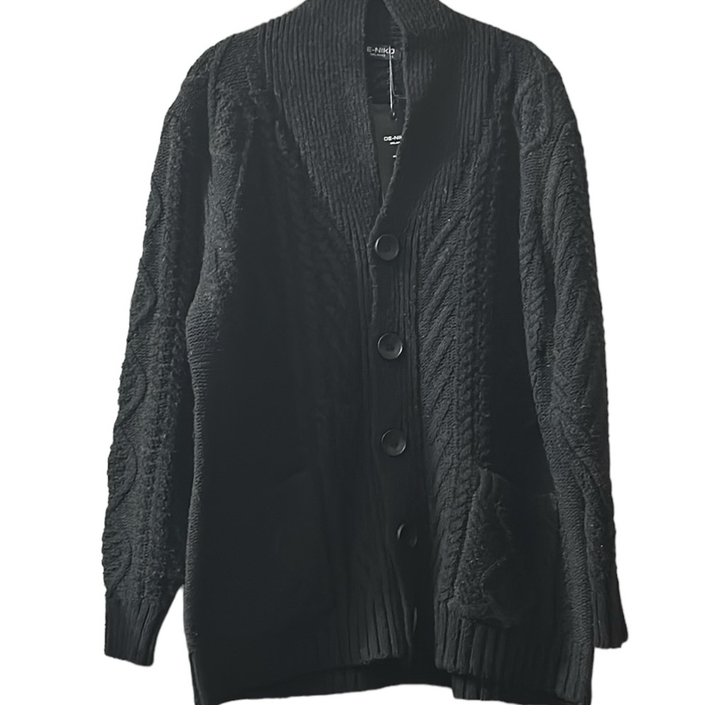 De-Niko Delano Black Men’s Cardigan, Size XL